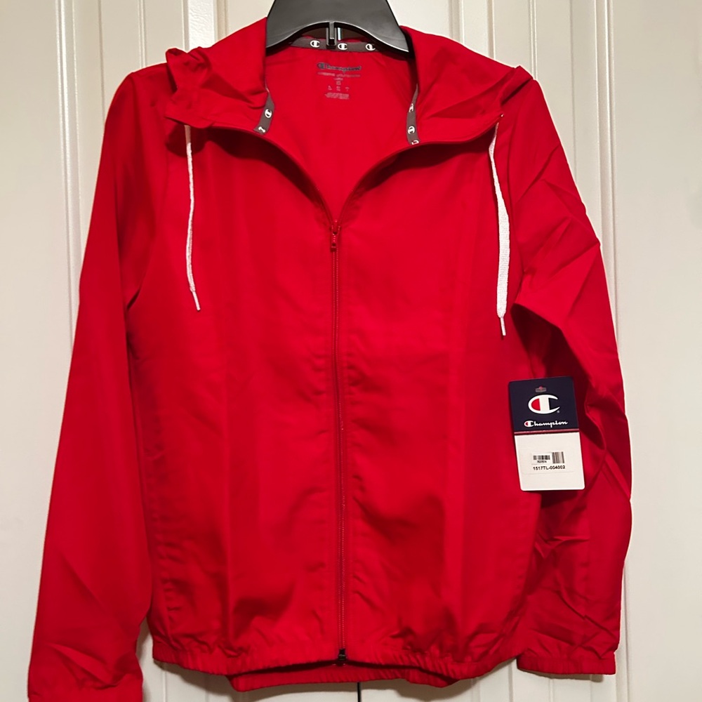 Champion Red Windbreaker with Hood - Size XS New!